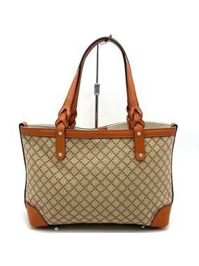 Gucci Gucc Tote Diamante Leather Canvas Orange
